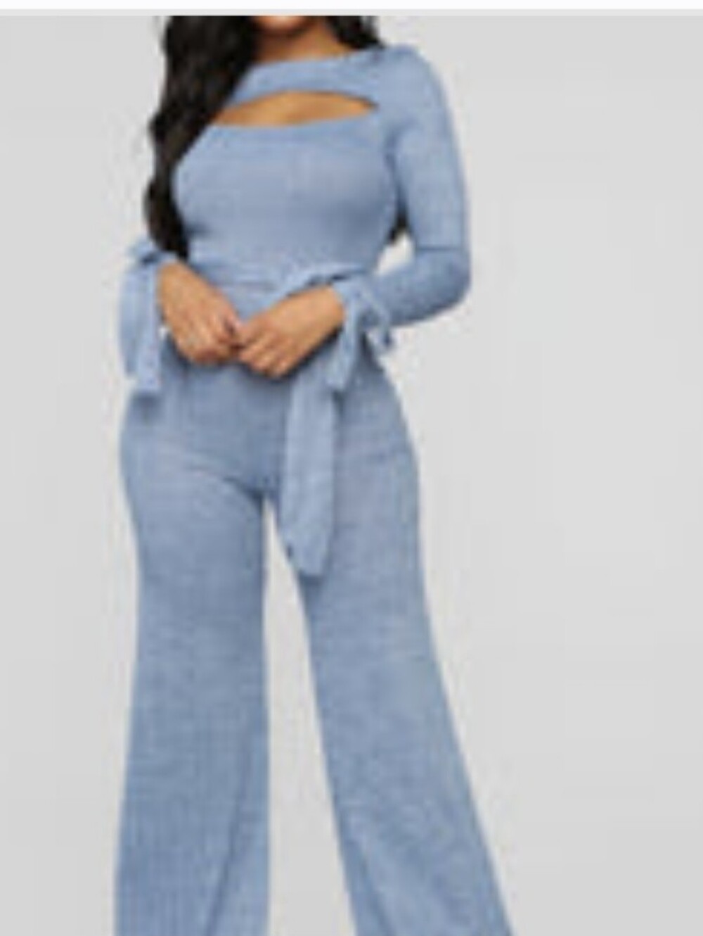 Fashion Nova Blue Ribbed Knit Jumpsuit XL